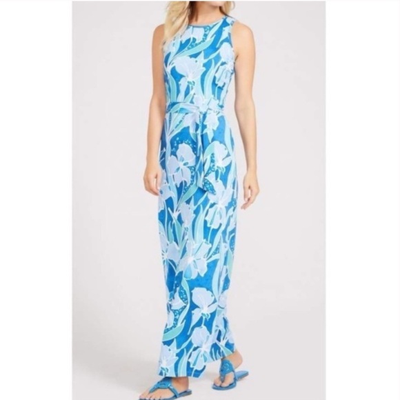 J Mclaughlin Dresses & Skirts - J. McLaughlin Charlene Blue Floral Tie Catalina Cloth Maxi Dress Women’s Ss XL